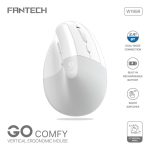 FANTECH W195R GO COMFY, Vertical Mouse, Dual Mode Bluetooth & Wireless, Silent Click - White