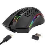 Redragon M808 Storm Lightweight RGB Wireless Gaming Mouse, Honeycomb Shell - 12,400 DPI Optical Sensor - 7 Programmable Buttons, Black