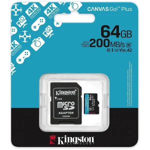 Kingston 64GB microSDXC Canvas Go Plus 200MB/s Read UHS-I C10 U3, V30 Memory Card