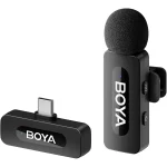 Boya BY-V10 2.4 ghz Omnidirectional Wireless Microphone System with a Transmitter & Receiver for Type-C Devices & Android. for Vlog, Social Media, YouTube Content with Rechargeable Battery. 50m Range - Black
