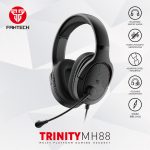 FANTECH TRINITY MH88 MULTI PLATFORM GAMING HEADSET PC, PS, XBOX, Mobile, including 3.5mm Audio Splitter w/ Noise Cancelling Mic & Easy Inline Volume Control BLACK