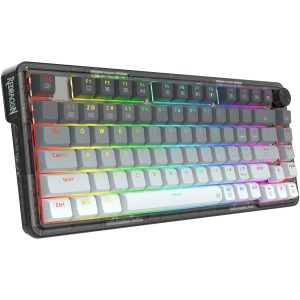 Redragon K673GG-RGB-PRO Ucal Pro Mechanical Keyboard, Wired, Wireless, 84 Basic Keys, USB, Bluetooth, 2.4 GHz Adapter, Full - Anti-Ghosting, Gray/ Black | K673GG-RGB-PRO