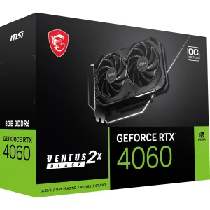 MSI Gaming GeForce RTX 4060 Ventus 2X Black 8GB GDRR6 TORX Fan 4.0 Ada Lovelace Architecture Graphics Card