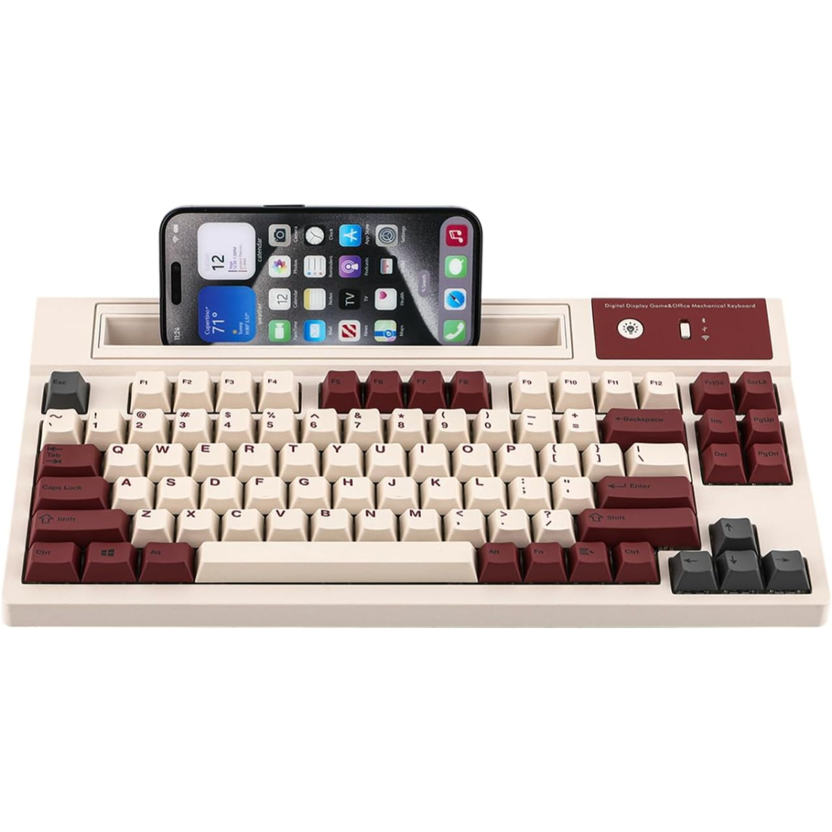 61LOuxayEeL._AC_SL1500_ EPOMAKER DynaTab75 Wireless Gaming Keyboard with Slot for iPad Tablet, Hot-swap Gasket Mechanical Keyboard, 2.4G/USB-C/BT5.0 Creamy Keyboard, RGB, Fast Charge Flamingo Switch - Image 1