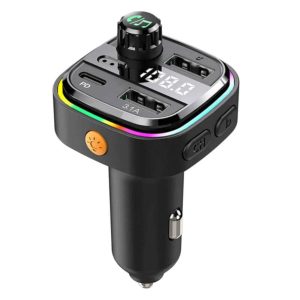 LENYES CA900 Bluetooth 5.0 Hands-Free FM Transmitter and Car Charger 3.1A 2USB+Type-C/PD20W+Q C3.0 18W + USB 10W - Black