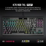 CORSAIR K70 RGB TKL – Champion Series Tenkeyless Optical-Mechanical Gaming Keyboard - OPX RGB Optical- Mechanical Keyswitches,LINEAR & HYPER-FAST Black - Image 2