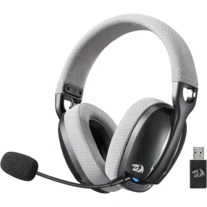 Redragon H878BG 3-Mode Wireless Blue Lighting Gaming Headset - Lightweight - 7.1 Surround Sound - 40MM Drivers - Detachable Microphone - Multi Platforms for PC, PS5/4/3, Switch, Mobile, - Black