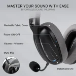 Redragon H878BG 3-Mode Wireless Blue Lighting Gaming Headset - Lightweight - 7.1 Surround Sound - 40MM Drivers - Detachable Microphone - Multi Platforms for PC, PS5/4/3, Switch, Mobile, - Black - Image 3