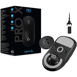 Logitech G PRO X SUPERLIGHT Wireless Ultra-Lightweight 63 grams HERO 25K Sensor 25,600 DPI 5 Buttons - Black