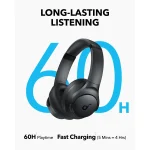 Anker Soundcore Q11i Wireless Over-Ear Bluetooth Headphones by Anker, Deep Bass, 60H Playtime, Hi-Res Audio, Detachable Ear Cushions, Multipoint Connection - Black - Image 6