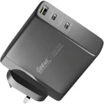 Promate GaNCharge-140W 140W USB-C GaN Charger with 140W Type-C Power Delivery 100W USB-C 3.0 Port 30W QC 3.0 USB Port - Black