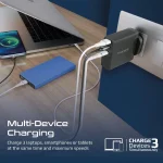 Promate GaNCharge-140W 140W USB-C GaN Charger with 140W Type-C Power Delivery 100W USB-C 3.0 Port 30W QC 3.0 USB Port - Black - Image 3