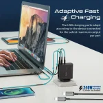 Promate GaNCharge-140W 140W USB-C GaN Charger with 140W Type-C Power Delivery 100W USB-C 3.0 Port 30W QC 3.0 USB Port - Black - Image 7
