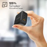 Promate GaNPort4-100PD USB-C Charger 100W GaN Technology Fast Dual Type-C Charger w/ 20W USB-C Port 18W QC 3.0 Port - Image 3