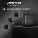 Promate GaNPort4-100PD USB-C Charger 100W GaN Technology Fast Dual Type-C Charger w/ 20W USB-C Port 18W QC 3.0 Port - Image 6