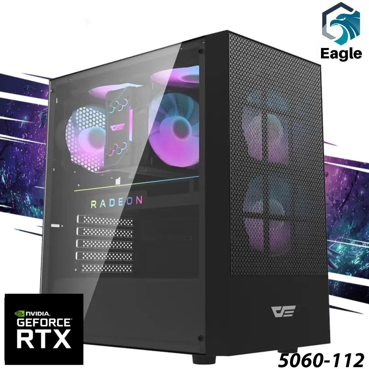 5060-112 EC Power 5060-112 Gaming PC NEW 12Gen Intel I5 12400F 6-Cores w/ Asus Nvidia RTX 5060 8GB DDR7 & Advanced Air Cooler - Image 1