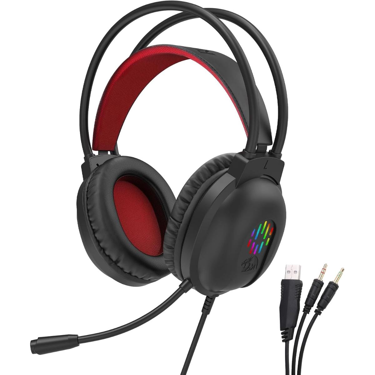 LG	Redragon Wired Gaming Headset with Microphone, 203g Lightweight, RGB Backlit, 40mm Speakers, Noise Cancelling Mic, Soft Earmuffs, 3.5mm Jack Gaming Headphones for PC, Desktop, Laptop (Black) |	H262	|