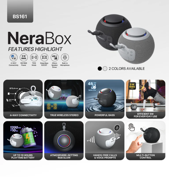 LG FANTECH BS161 Portable BT Wireless Speaker TWS 4-Way Connectivity TF Card Party Use Hands-Free Call RGB Mini Deep Bass Speakers | BS161 | LG FANTECH BS161 Portable BT Wireless Speaker TWS 4-Way Connectivity TF Card Party Use Hands-Free Call RGB Mini Deep Bass Speakers | BS161 |