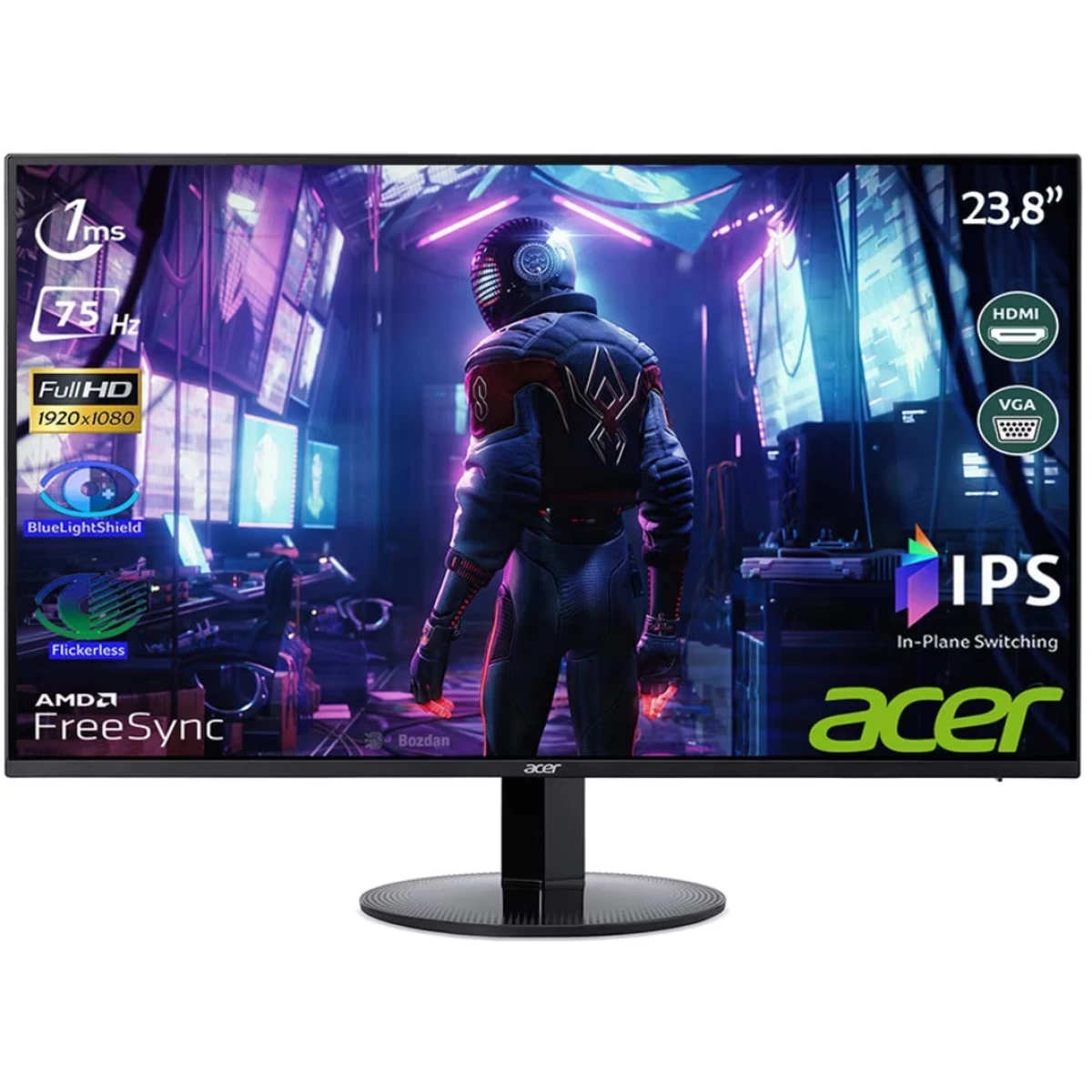 LG	Acer SB241YBI 24” IPS Full HD 75Hz 1ms VRB Ultra-Thin Zero-Frame AMD Radeon FreeSync HDMI Port & VGA Port – Black |	SB241YBI	|
