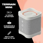 Skullcandy Terrain Mini Wireless Bluetooth Speaker - IPX7 Waterproof Portable with Dual Custom Passive Radiators, 14 Hour Battery, Nylon Wrist Wrap, & True Stereo - Bone - Image 4