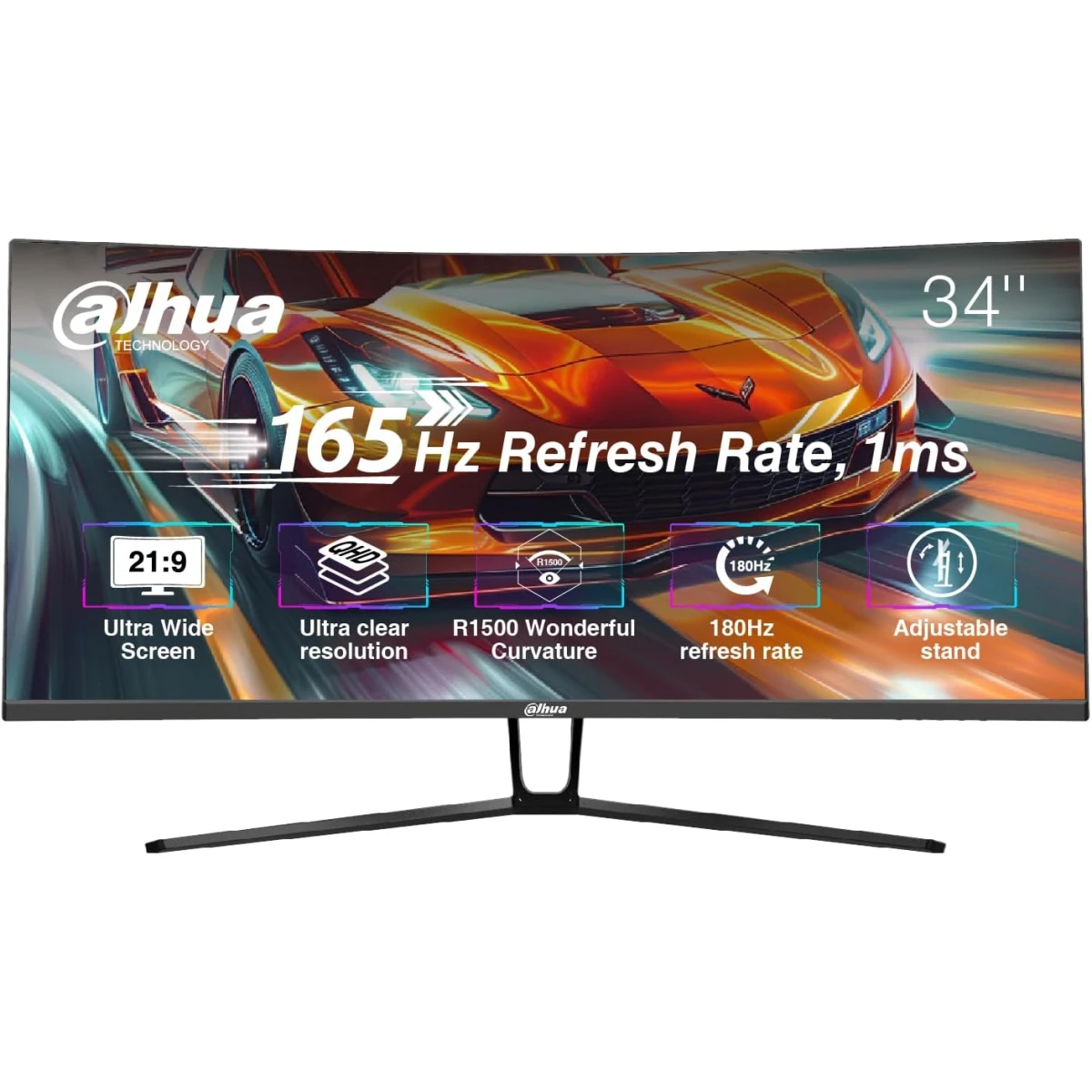 LG	Dahua LM34-E330C Gaming Curved Monitor, 34″ WQHD VA Display, 165Hz Refresh Rate, 1ms (MPRT) Response Time, 1500R Curvature, Adaptive-Sync Technology, 21 9 Aspect Ratio, Black |	LM34-E330C	|