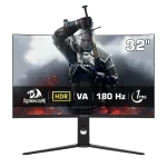 REDRAGON GMQ3212RVC 32-inch Gaming Monitor Curved Fast VA panel (1500R) ,HDR support , Quad HD (2560 x 1440) resolution (2K) ,180Hz 1ms HDMI 2.1 Adjustable Stand, RGB Light