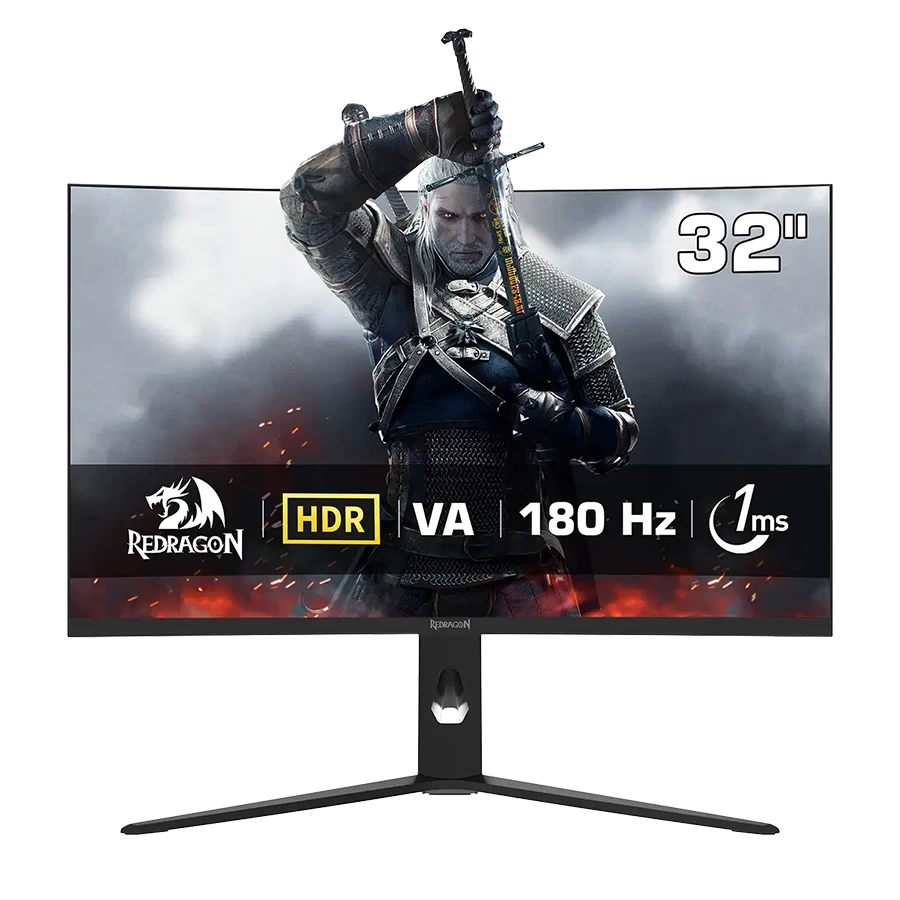 1-18 REDRAGON GMQ3212RVC 32-inch Gaming Monitor Curved Fast VA panel (1500R) ,HDR support , Quad HD (2560 x 1440) resolution (2K) ,180Hz 1ms HDMI 2.1 Adjustable Stand, RGB Light - Image 1