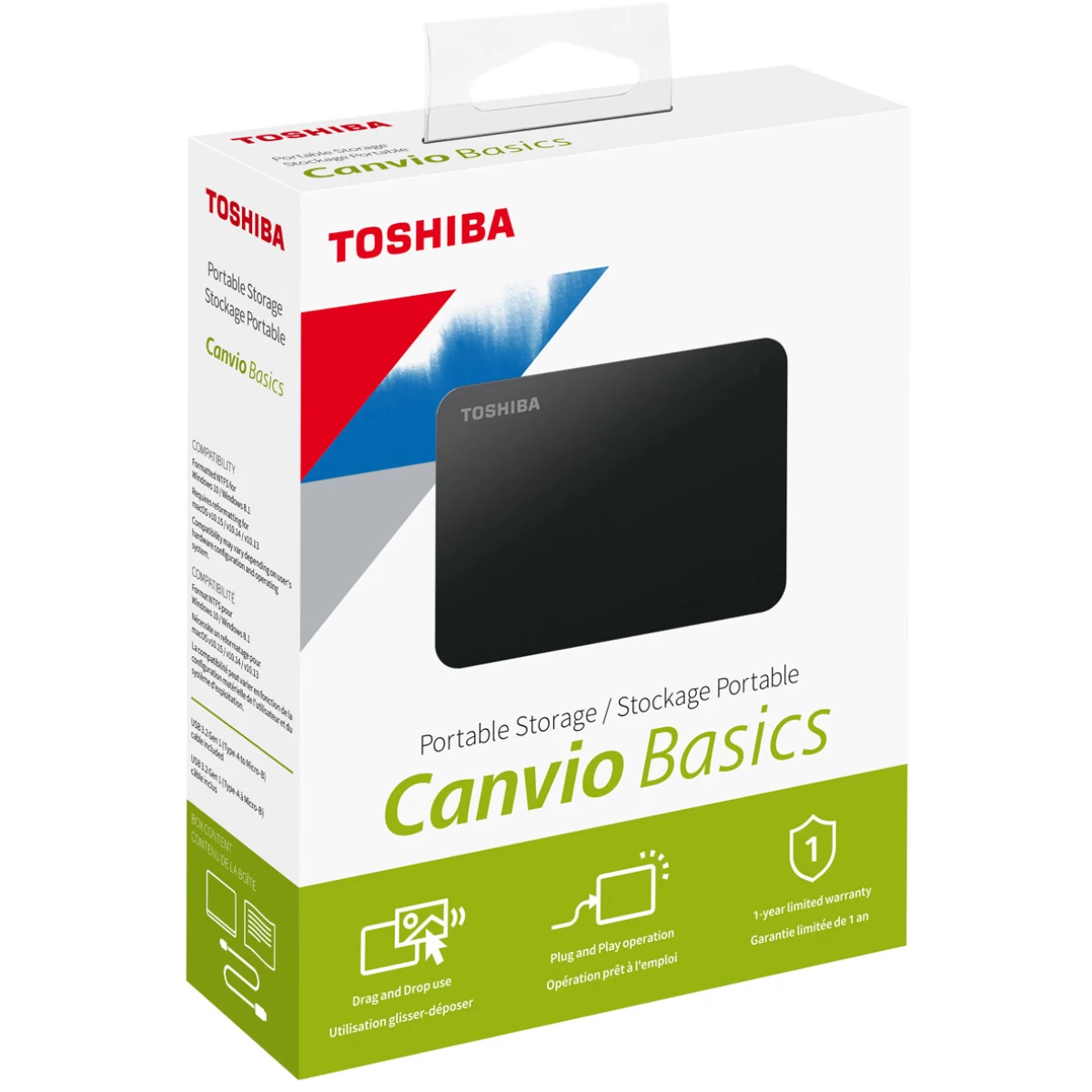 2USBC-1200x1200-1 Toshiba Canvio Basics 2TB USB C Portable Hard Drive Support Windows & MAC – Black - Image 1