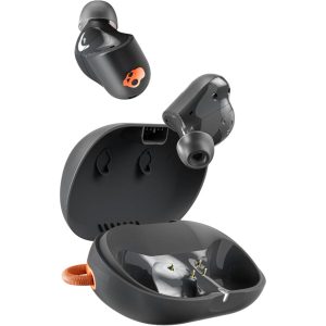 Skullcandy Sesh ANC Active Wireless Earbuds, Bluetooth Headphones, Noise Cancelling, Customizable Sound, 48 Hrs Battery, Stable Fit, Sweat and Waterproof, Microphone for iPhone Android - Black/Orange