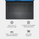 Dell 15 Laptop DC15250 (2025) NEW Intel Core 3 6-Core Higher Speed & More Powerful Integrated Graphics w/120Hz Display - Carbon Black - Image 4