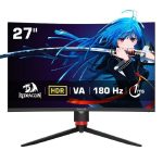 REDRAGON GAMING MONITOR Q2712RVC 27" Fast VA ,1500R Curved ,HDR support , Quad HD (2560 x 1440) resolution (2K) ,180Hz 1ms Adjustable Stand, RGB Light
